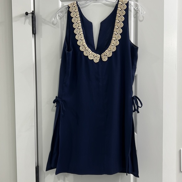 Lily Pulitzer Navy Gold Romper Size 4 - Picture 3 of 4